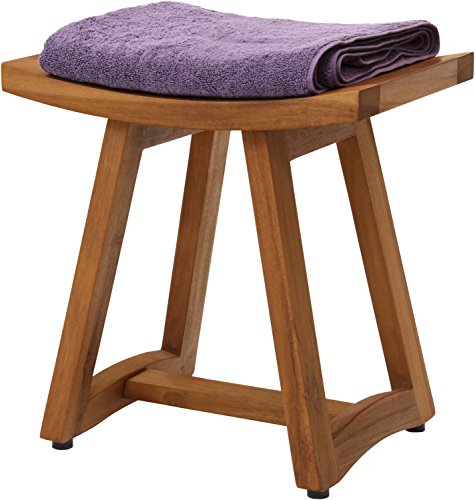 AquaTeak Asia Buru 18" Teak Shower Bench & Two-Step Care Kit | Durable, Water-Resistant Teak, Shower Chair & Shaving Foot Rest, Indoor/Outdoor Use - size: D. Bench w/ Care Kit
