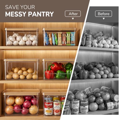 Hudgan Potato and Onion Storage Bin for Pantry Organizers Straight Side, Stackable, 2 Set