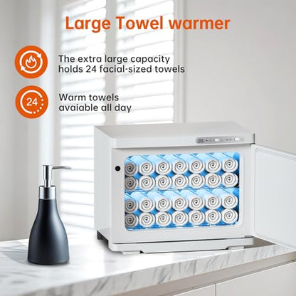 Hot Towel Warmer for Spa,2-in-1 Thermostatic Towel Heater,23L Large Capacity with Quick and All-Round Heating for Facial SPA,Beauty Salon,Esthetician and Bathroom White - color: White