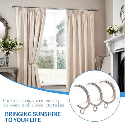44 Pack Curtain Rings with Eyelets, Metal Drapery Ring for Pinch Pleat Curtains, Drape Ring 1.5 Inch I D Fits Up to 1.2 in Rod, Matte Silver - color: Matte Silver