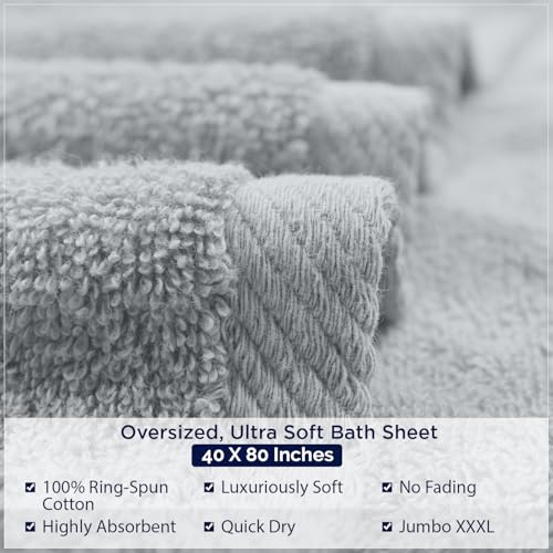 DAN RIVER Pack of 1 Bath Sheet 40x80 Inches, Extra Large Oversized Bath Towels, Thick Absorbent Hotel Bath Towels - Highrise - color: Highrise