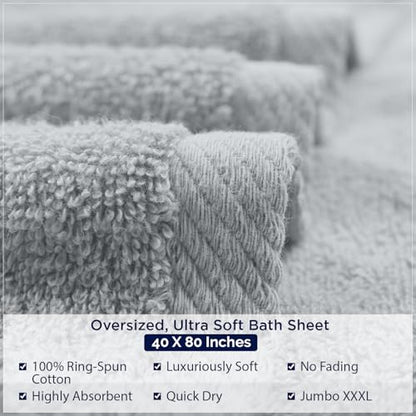 DAN RIVER Pack of 1 Bath Sheet 40x80 Inches, Extra Large Oversized Bath Towels, Thick Absorbent Hotel Bath Towels - Highrise - color: Highrise