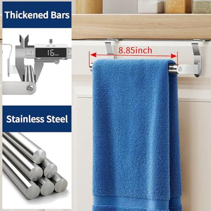 STWWO Over Cabinet Towel Holder, Brushed Dish Towel Rack Bars for Kitchen | 2 Pack Stainless Steel Over The Cabinet Towel Rack, for Kitchen Cabinet Doors Towel Bars - color: Brushed Nickel