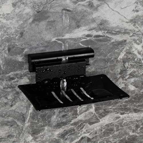 Detachable Soap Dish for Shower, 4 Slot Self-Adhesive Soap Holder for Bathroom, Wall Mounted Shower Soap Holder, Stainless Steel Soap Tray Black - color: Black Detachable 1pack