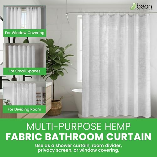 Bean Products White Hemp Wide Shower Stall Curtain Liner - 54x74 | Non Toxic, Eco Friendly, Mildew Resistant Cloth Shower Cutain Liner - Washable, Quick Dry, Breathable, Odor Free, No Plastic - color: Hemp White, size: 54"W x 74"L (Pack of 1)