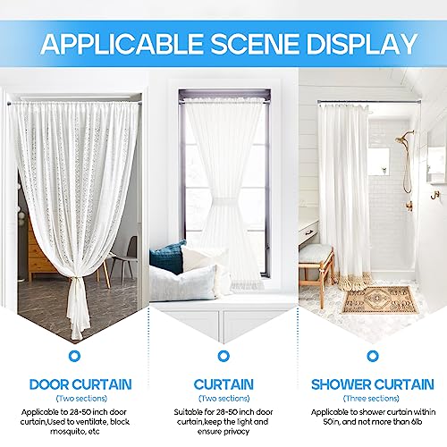 Tension Curtain Rod Silver Tension Rod 2pcs Spring Curtain Rod Non Slip Tension Rods For Windows 28 to 48 Inch No Drilling Adjustable Tension Rods of Curtain Window Closet Kitchen Wardrobe - color: Silver, size: 28-48 inch 2pcs