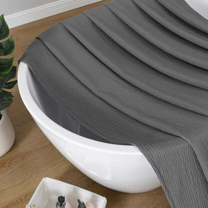 Aiyufeng Fabric Grey Long Shower Curtain for Bathroom, 3D Textured Pattern Shower Curtain Hotel Spa Quality, Boho Bathroom Curtain Modern Style Soft Cloth Luxury, Machine Washable,72x84 Inches - color: Grey, size: 72"W x 84"L (Pack of 1)