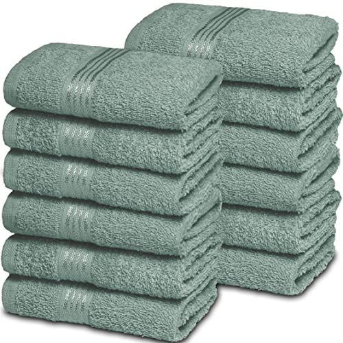 Ultra Soft Cotton Washcloths, Contains 12 Piece Face Cloths 12x12 inch, Ideal for Everyday use Face Towels, Compact & Lightweight Multi Purpose Washcloths - Jade - color: Jade, size: 12 Pack Washcloths