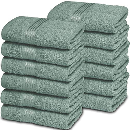Ultra Soft Cotton Washcloths, Contains 12 Piece Face Cloths 12x12 inch, Ideal for Everyday use Face Towels, Compact & Lightweight Multi Purpose Washcloths - Jade - color: Jade, size: 12 Pack Washcloths
