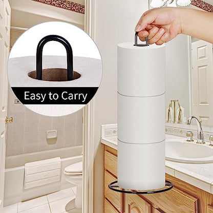 Toilet Paper Holder Stand, OBODING, Black Freestanding Toilet Paper Holder for Storing 3 Rolls of Toilet Papers (Black) - color: Black