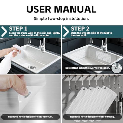 4 Pack Clear Silicone Kitchen Sink Protector Mat, for Ceramic and Smooth-Surface Sinks, 12"x6" - Scratch Resistant, Noise Reducing