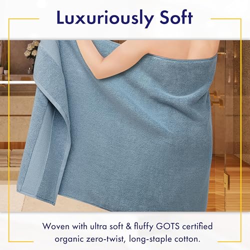 100% Organic Luxury Bath Sheets - GOTS Certified - Extra Large 35x70 Inches (Pack of 2) Zero-Twist, Long-Staple Cotton Bath Sheet Set (Chambray) - color: Chambray, size: 2pc Bath Sheets
