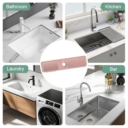 24 Inch Upgraded Draining Mat Folding faucet Mat for Bathroom Sink Splash Guard 7° Slope with Button Lock Water Draining Pad for Kitchen Bathroom Bar(Pink) - color: Pink