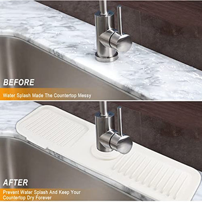 Sink Splash Guard Silicone Sink Faucet Mat Sink Accessories | for Kitchen, Bathroom, Sink Sponge Holder (White) - color: White