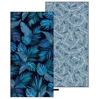 Oversized Microfiber Beach Towel Thin, Blue Black Palm Leaf Double Sided Towel 1PC, Large Soft Sand Free Quick Dry Swim Compact Towels for Men Women Adults, Summer Swim Lake Pool Beach Bath, 35"x71" - style: Blue Black Palm Leaf