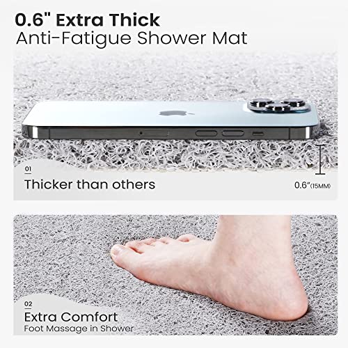 Nonslip Bathtub Mat, Anti Slip Bath Mat 0.6" Extra Thick, Quick Dry Bath Tub Anti Slip Shower Mat, Loofah Non-Slip Bath Mat for Tub Bathroom Pool Kitchen Entryway Home Hotel(Light Gray 16x27) - color: Light Grey, size: 27" x 16" (Rectangular)