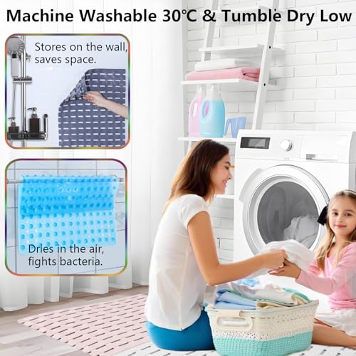 easyBee Shower Mat 27.5"x15.7", Bathtub Mat Non-Slip Bath Mat, Bathing Mat for Tub, Machine Washable, Anti-Slip Shower Liner (Clear) - color: Transparent