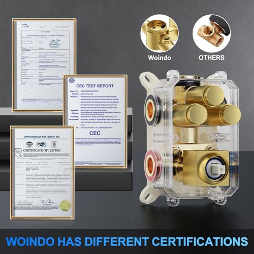 Woindo Shower Faucet Set, 10" Wall Mount Rainfall Shower System with 2 Rain Shower Head and Multi-function Handheld Head Push Button Diverter Shower Faucet Trim Kit - color: Brushed Gold, style: 10"-Wall-01