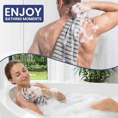 Exfoliating Body Scrubber for Shower - Japanese Back Scrubber, Premium Wash Cloth Towel for Men & Women, Deep Cleansing Exfoliator Loofah Sponge Alternative