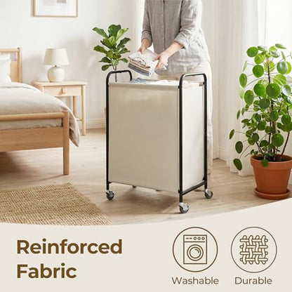 GRANNY SAYS Laundry Hamper, Large Cart with Wheels and Handles, Beige, 110L - color: Beige, size: 110L