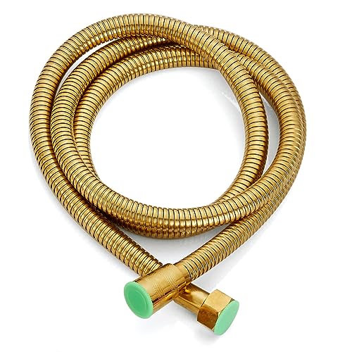gotonovo Shower Hose 59 Inches for Bathroom Extra Long SUS304 Stainless Steel Handheld Shower Head Hose with Brass Insert and Nut Flexible Polished Gold - color: Polished Gold