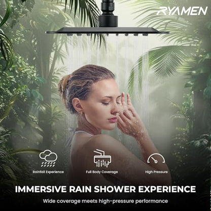 Dual Shower Head Combo, 8'' High Pressure Rain Shower Head with Handheld Spray, 6+1 Spray Settings Handheld Showerhead, Height Adjustable, One-touch Pause Button, Matte Black - color: Black