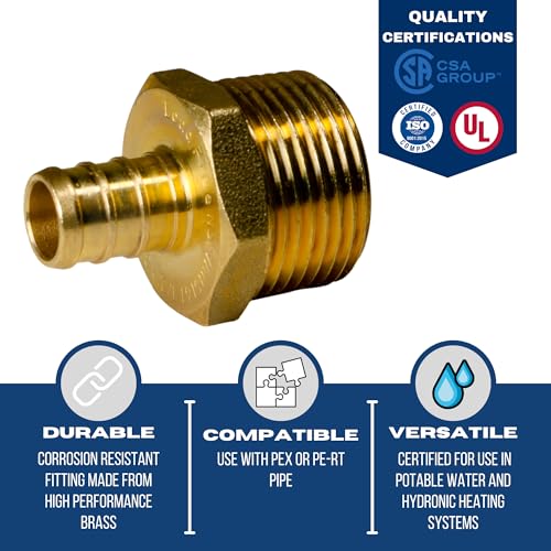 2 Pack XFITTING 1/2 inch Pex x 3/4 inch Male NPT Adapter, Barb Crimp - size: 1/2" Pex x 3/4" Male