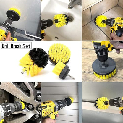 Drill Power Cleaning Brush Set of 4, Power Scrubber Brushes with Extended Attachment, All Purpose for Floor, Tub, Shower, Tile, Bathroom and Kitchen Surface, Yellow - color: Yellow