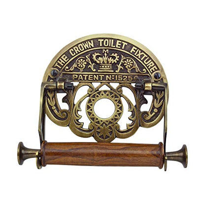 Renovators Supply Manufacturing Toilet Paper Holder Stand Wall Mount 7.5 in. Brass Toilet Paper Roll Holder - color: Brushed Brass Crown