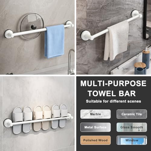 MGahyi White No Drill Adjustable Stainless Suction Cup Towel Bar | 14.6 ~ 24Inch Extendable Bath Shower Towel Holdere,Heavy Duty Towel Rack Suitable for Tile, Glass & Smooth Flat Surfaces - color: White