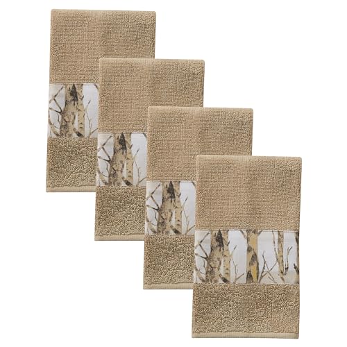 Park Designs Birch Forest Fingertip Towel Set of 4 | 19" x 11" | Cotton Terry | Realistic Birch Tree Scenery | Rustic Woodland Bathroom Decor - color: Birch Forest Fingertip Towel