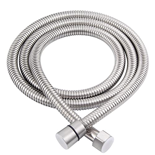 Angle Simple Brushed Nickel Flexible Shower Hose 59 Inches, 1/2" IPS | Stainless Steel Replacement Handheld Shower Head Hose, No Tangles - color: Brushed Steel, size: 59 Inch