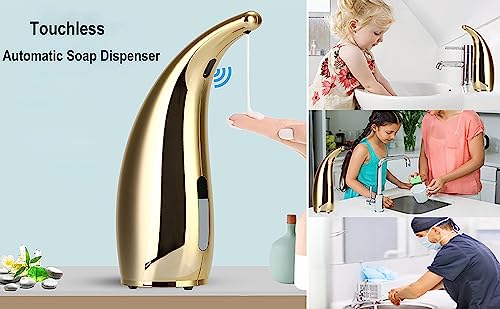 Automatic Soap Dispenser, 4 Levers Adjustable, Touchless Liquid Soap Dispenser, for Kitchen and Bathroom, with Infrared Motion Sensor, Waterproof, 300ml/11oz Gold - color: Gold