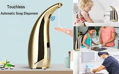 Automatic Soap Dispenser, 4 Levers Adjustable, Touchless Liquid Soap Dispenser, for Kitchen and Bathroom, with Infrared Motion Sensor, Waterproof, 300ml/11oz Gold - color: Gold