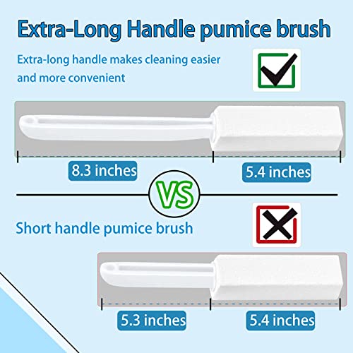 2 Pack Pumice Stone for Toilet Cleaning, Extra Long Handle for Removing Bowl Ring, Pool, Bathroom, Toilet Brush (White) - color: White
