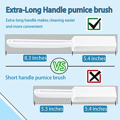 2 Pack Pumice Stone for Toilet Cleaning, Extra Long Handle for Removing Bowl Ring, Pool, Bathroom, Toilet Brush (White) - color: White