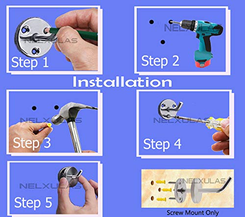 Brushed Stainless Steel Single Heavy Duty Short Nose Screws Wall Mount Hook,Fit for Kitchen,Bedroom,Living Room, Bathroom,Closets and Garage Storage,No Magnetic Mount Function(2", 4 PCS) - size: 2" , 4 PCS