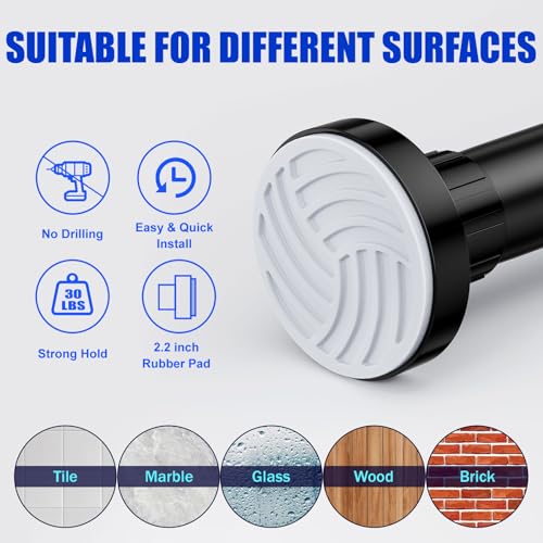 Ausemku Shower Curtain Rod 32-80 Inch Adjustable - Heavy Duty No drill Spring Tension Shower Rod, Non-Slip Rustproof Telescopic Rod for Bathroom, Black - color: Black, size: 32-80 Inches