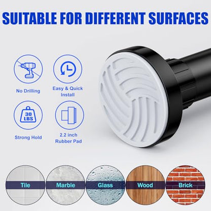 Ausemku Shower Curtain Rod 32-80 Inch Adjustable - Heavy Duty No drill Spring Tension Shower Rod, Non-Slip Rustproof Telescopic Rod for Bathroom, Black - color: Black, size: 32-80 Inches
