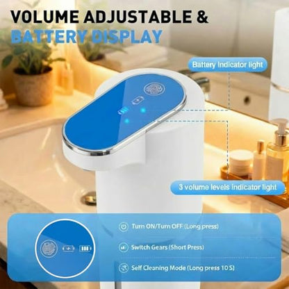 2 Pack Automatic Soap Dispenser, Touchless Electric Hand Sanitizer with 3 Gear Adjustable, Rechargeable 350ml with Infrared Motion Sensor IPX5 Waterproof for Kitchen, Bathroom, Office White Foam