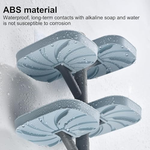 Soap Holder Four Layer Wall Mounted NO-Drilling Rotatable Self-draining Removable Soap Dish for Shower Bathroom Tray,Self Draining Sponge Holder,Razor Holder (Blue/Gray) - color: Blue/Gray