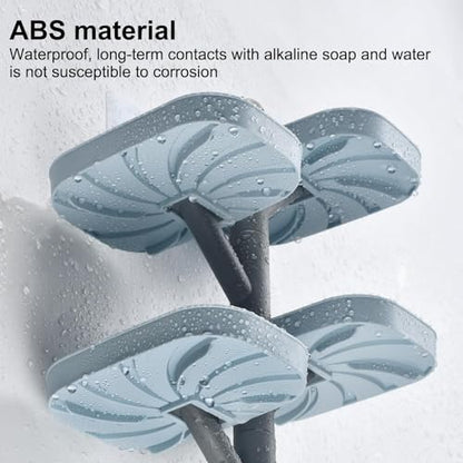 Soap Holder Four Layer Wall Mounted NO-Drilling Rotatable Self-draining Removable Soap Dish for Shower Bathroom Tray,Self Draining Sponge Holder,Razor Holder (Blue/Gray) - color: Blue/Gray