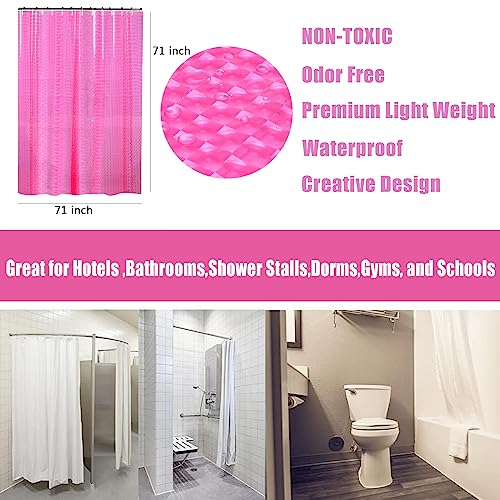 EVA Shower Curtain Liner Hot Pink 3D Water Cube Clear for Bathroom with 12 Rust Proof Metal Grommets, Clear EVA Liner for Girly Bathroom Stall 71x71 Inches - size: 71"W x 71"L (Pack of 1)