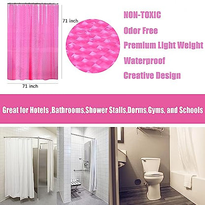 EVA Shower Curtain Liner Hot Pink 3D Water Cube Clear for Bathroom with 12 Rust Proof Metal Grommets, Clear EVA Liner for Girly Bathroom Stall 71x71 Inches - size: 71"W x 71"L (Pack of 1)