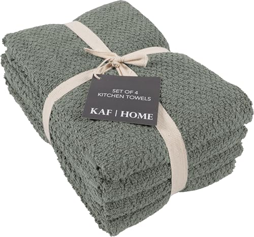 KAF Home Set of 4 Deluxe Popcorn Terry Kitchen Towels | 20 x 30 Inches | 100% Cotton Kitchen Dish Towels (Agave Geen) - color: Agave Geen