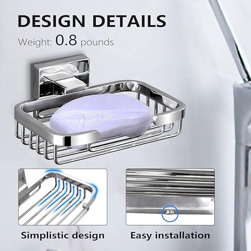 SEIDO Soap Dish for Shower, 304 Stainless Steel Bar Soap Holder for Bathroom & Kitchen, Polished Chrome Soap Tray for Shower, 4.8" L x 3.2" W Internal - color: Polished Chrome