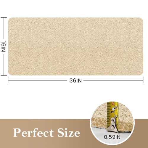 Shower Mat Bathtub Mat Non-Slip,36x16 inch, Soft Tub Mat with Drain,PVC Loofah Bath Mat (Phthalate Free) for Tub and Bathroom,Quick Drying,Khaki - color: Khaki, size: 36" x 16" (Rectangular)