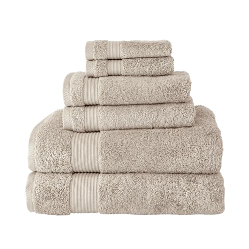 CTT - Luxury 6 Piece Towel Set, 100% Turkish Cotton, Quick Drying, Highly Absorbent & Comfy, Includes 2 Bath Towels, 2 Hand Towels & 2 Washcloths | (Beige) - color: Beige, size: 6-Piece Towel Set