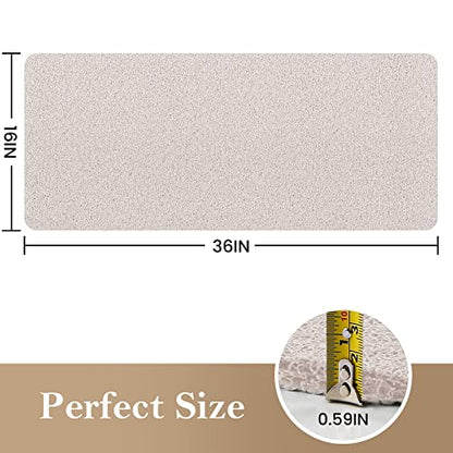 SoftDuo Shower Mat Bathtub Mat Non-Slip Soft Tub Mat | 36x16 inch,PVC Loofah Bath Mat with Drain for Tub and Bathroom,Quick Drying,White - color: White, size: 36" x 16" (Rectangular)