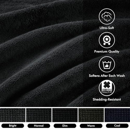 Madison Park 800GSM 100% Cotton Bathroom Bath Towel Set of 8, Black | Long Staple, Highly Absorbent, Durable Hotel Spa Quality, Quick Dry, Double Stitched Hems, Lint Reducing, OEKO-TEX Certified - color: Black, size: Multi-Sizes